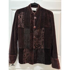 Flashback Velour Knit Burgundy Jacket Med EUC